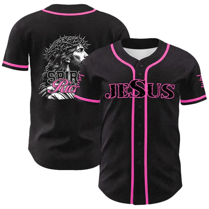 Christianartworkshop Jesus Spirit Rich Crown Of Thorns Portrait Unisex Baseball Jersey - Rosa - 5XL - image 21