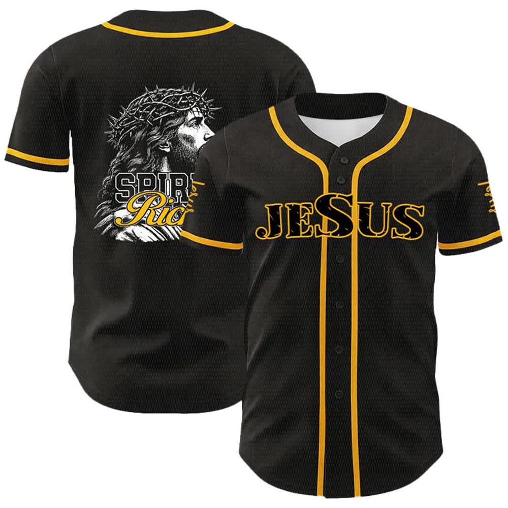 Christianartworkshop Jesus Spirit Rich Crown Of Thorns Portrait Unisex Baseball Jersey - Gelb - 5XL - image 3