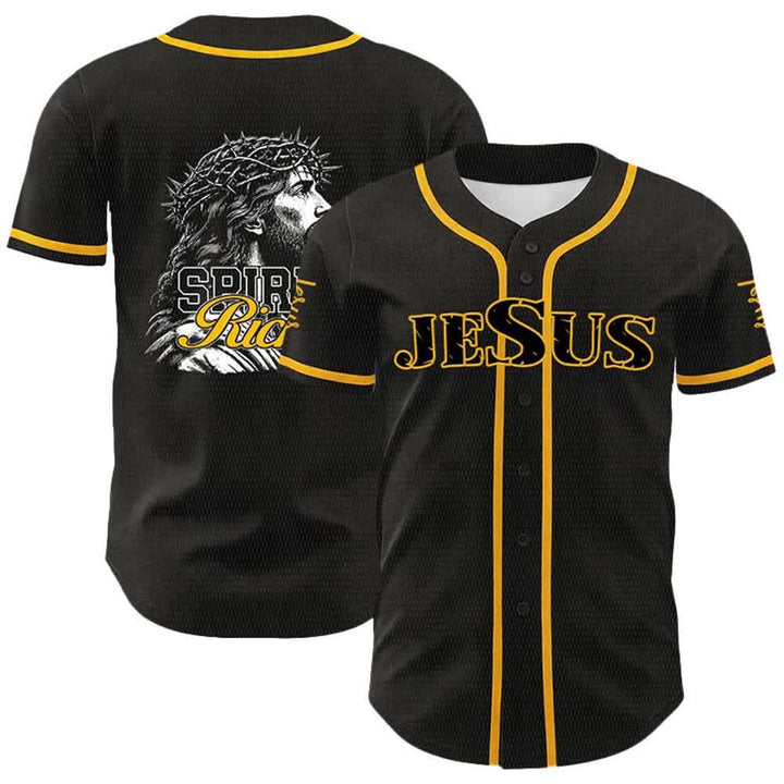 Christianartworkshop Jesus Spirit Rich Crown Of Thorns Portrait Unisex Baseball Jersey - Gelb - 5XL - image 3