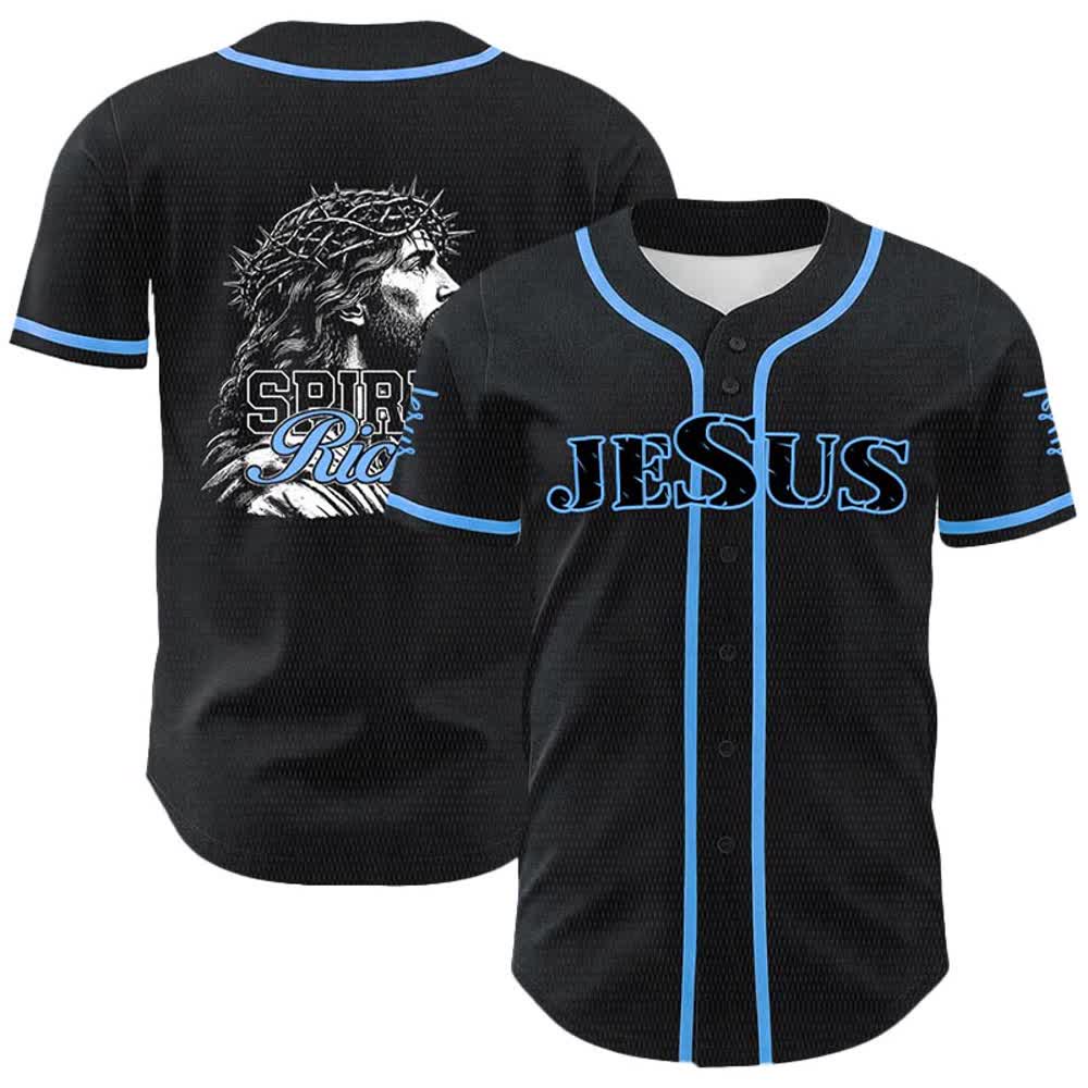 Christianartworkshop Jesus Spirit Rich Crown Of Thorns Portrait Unisex Baseball Jersey - Blau - 5XL - image 0