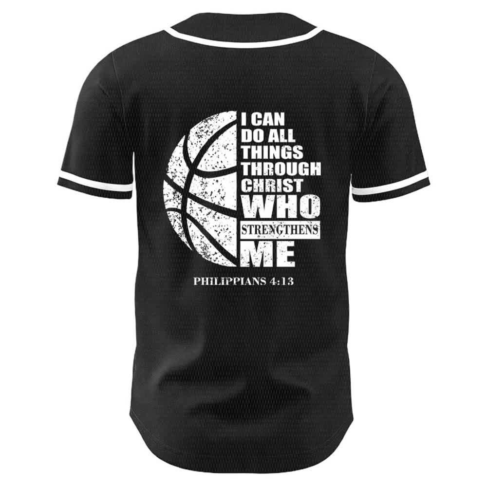 Christianartworkshop Basketball-Baseballtrikot „Ich kann durch Christus alles tun“ Unisex-Trikot - image 1