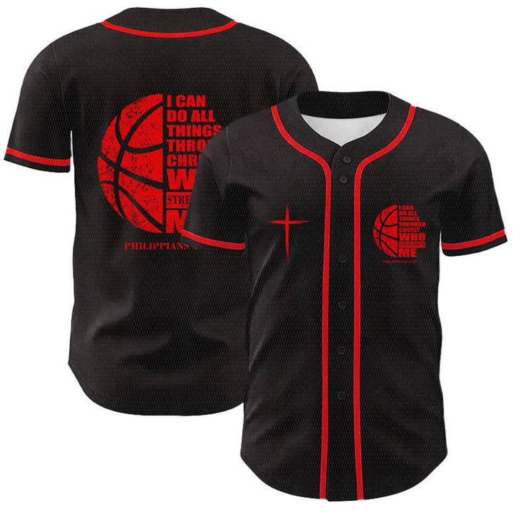 Christianartworkshop Basketball-Baseballtrikot „Ich kann durch Christus alles tun“ Unisex-Trikot - Rot - 5XL - image 12