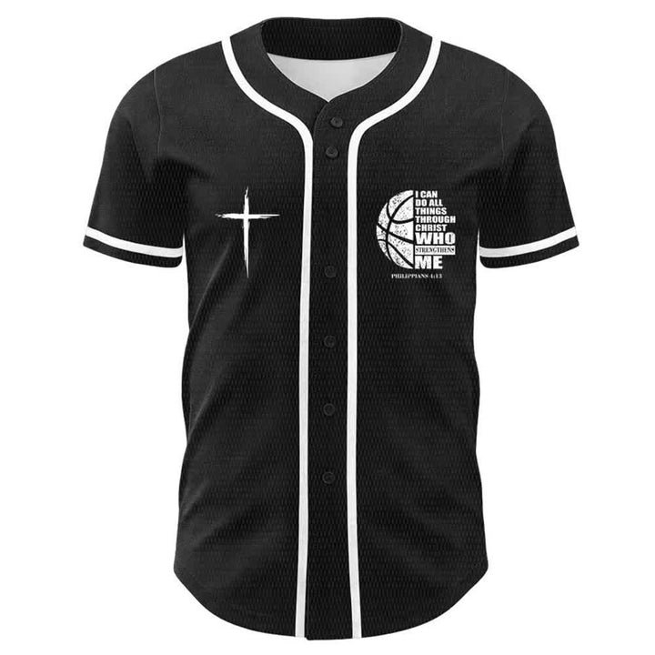 Christianartworkshop Basketball-Baseballtrikot „Ich kann durch Christus alles tun“ Unisex-Trikot - image 2
