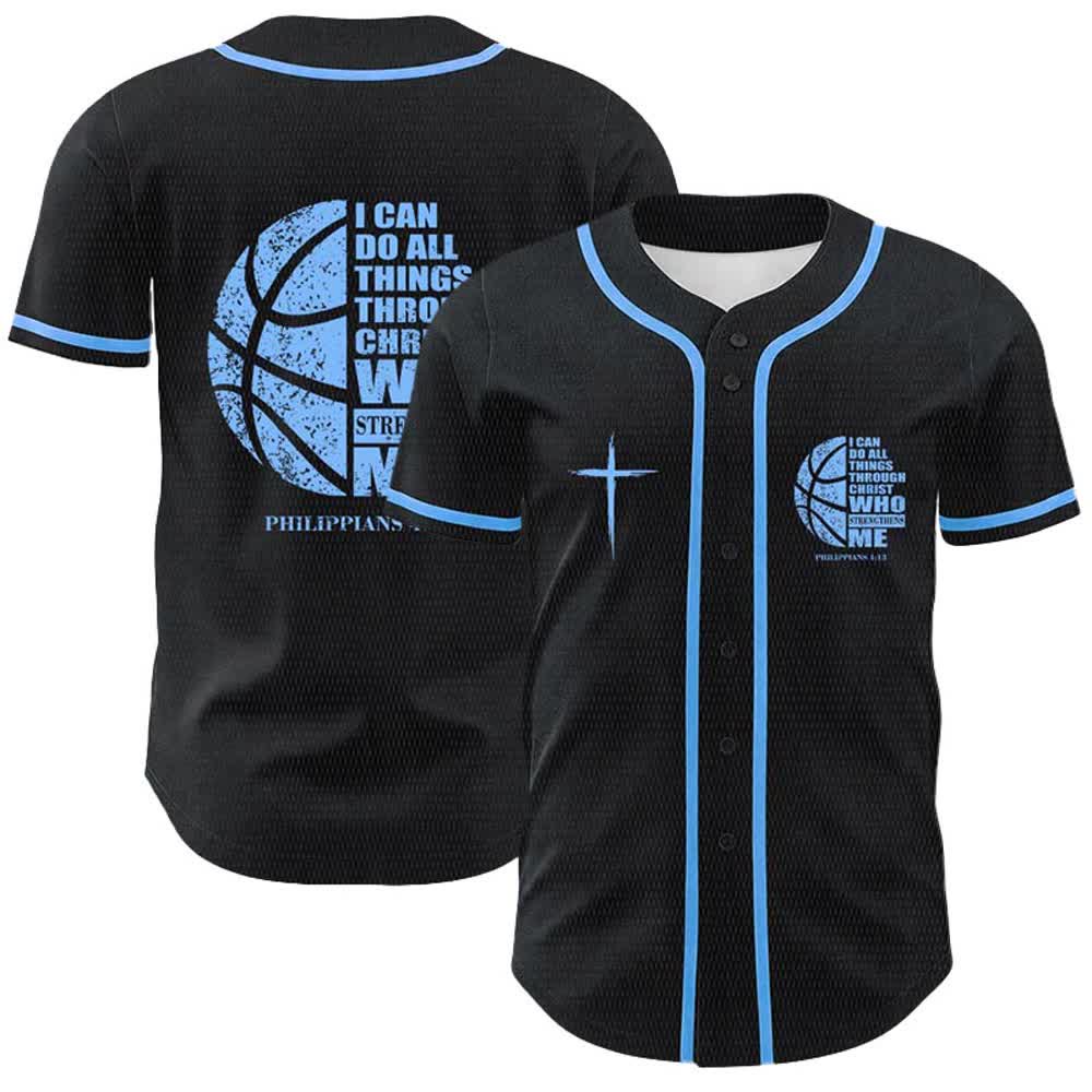 Christianartworkshop Basketball-Baseballtrikot „Ich kann durch Christus alles tun“ Unisex-Trikot - Blau - 5XL - image 6
