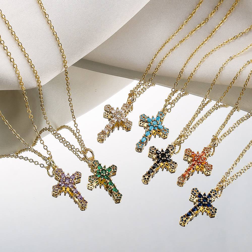 Christianartworkshop Vintage-Halskette mit edelsteinbesetztem Kreuz: Symbol der beständigen himmlischen Gnade - image 1