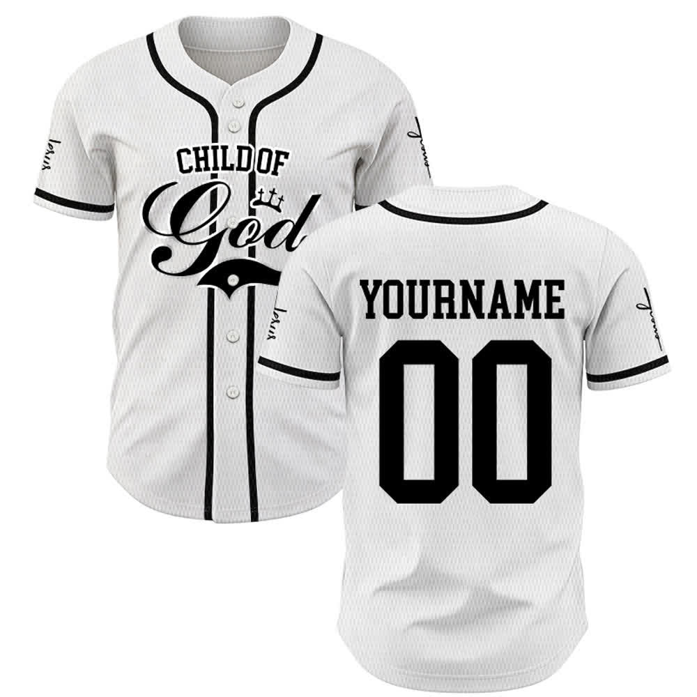 Christianartworkshop Kind Gottes Personalisiertes Namens- und Nummern-Unisex-Baseballtrikot - image 1