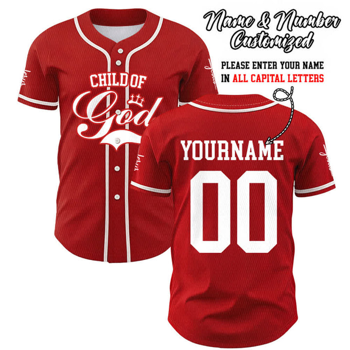 Christianartworkshop Kind Gottes Personalisiertes Namens- und Nummern-Unisex-Baseballtrikot - Rot - 5XL - Name & Nummer angepasst - image 16