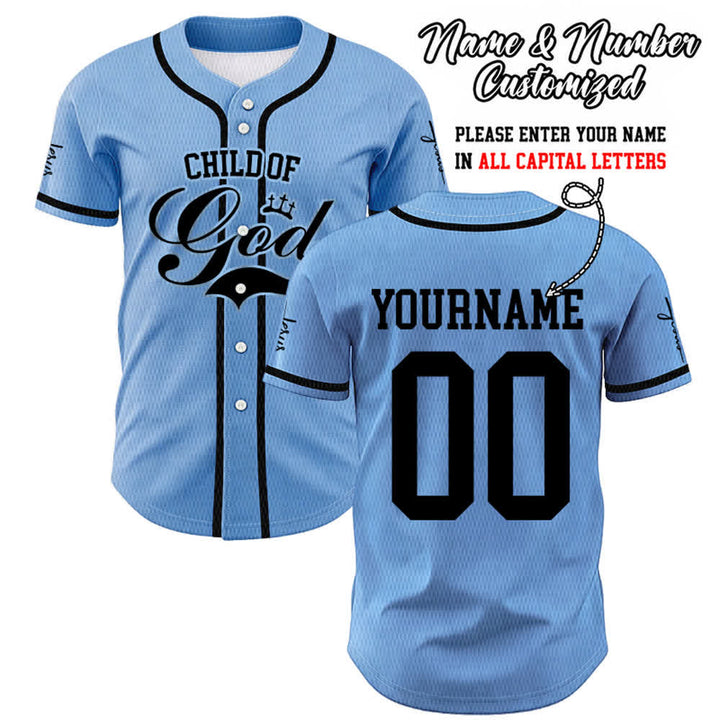 Christianartworkshop Kind Gottes Personalisiertes Namens- und Nummern-Unisex-Baseballtrikot - Blau - 5XL - Name & Nummer angepasst - image 31