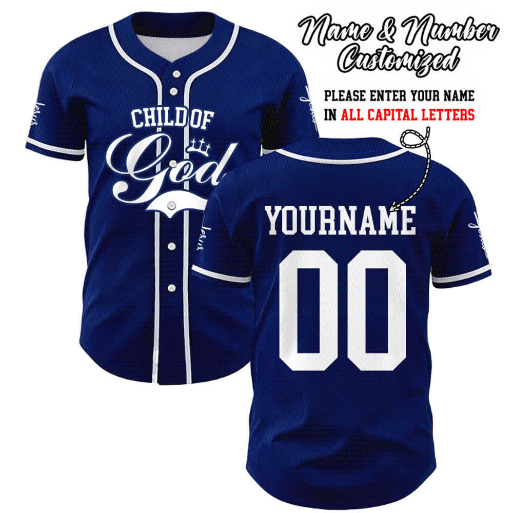 Christianartworkshop Kind Gottes Personalisiertes Namens- und Nummern-Unisex-Baseballtrikot - Marineblau - 5XL - Name & Nummer angepasst - image 39