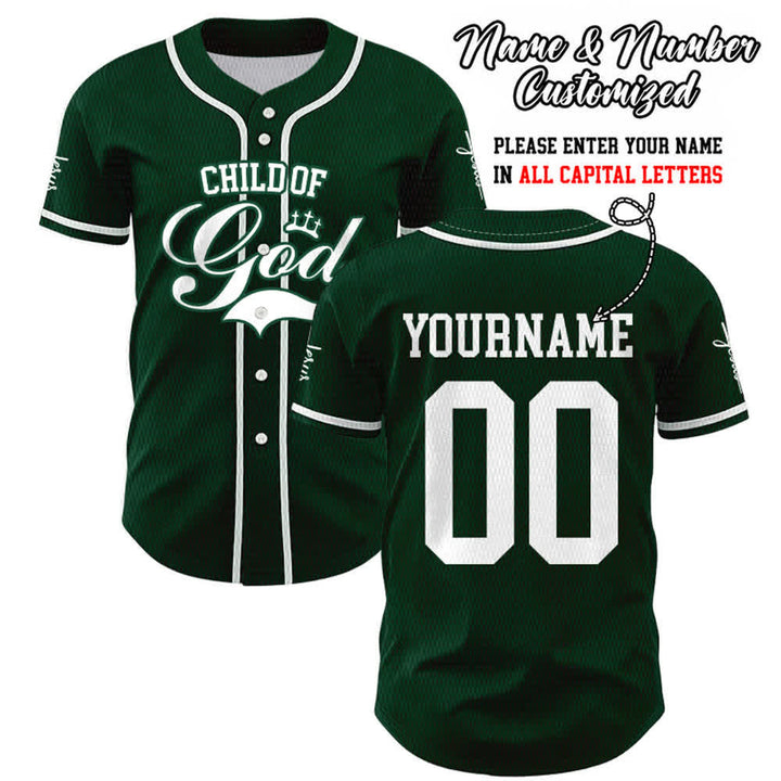 Christianartworkshop Kind Gottes Personalisiertes Namens- und Nummern-Unisex-Baseballtrikot - Grün - 5XL - Name & Nummer angepasst - image 47