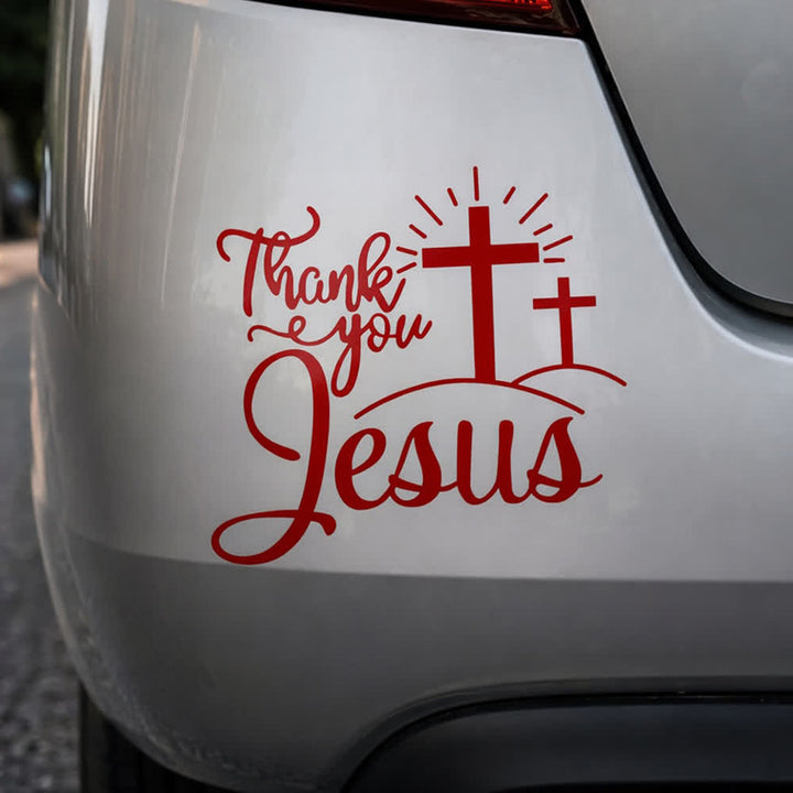 Christianartworkshop Danke Jesus Kreuz & Sonnenstrahlen Autoaufkleber - image 12