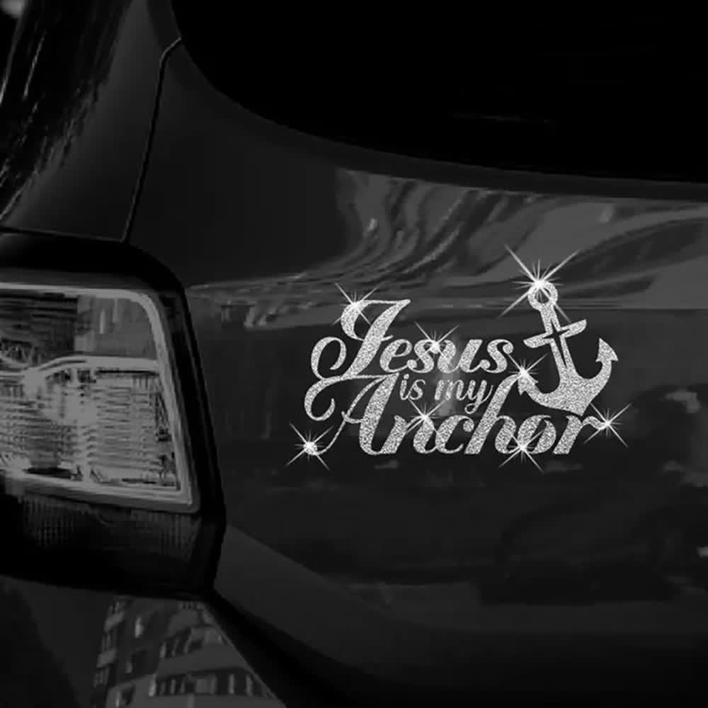Christianartworkshop Jesus ist mein Anker – Glänzender christlicher Autoaufkleber - image 5