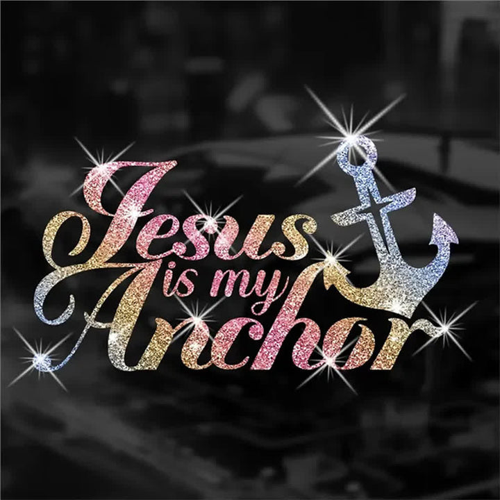 Christianartworkshop Jesus ist mein Anker – Glänzender christlicher Autoaufkleber - image 2