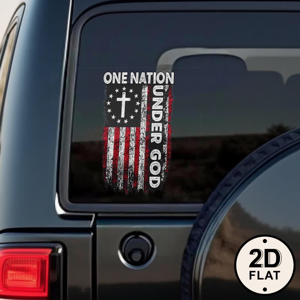 Christianartworkshop Autoaufkleber mit amerikanischer Flagge und Kreuz unter Gott - Set mit 10 Stück - image 0