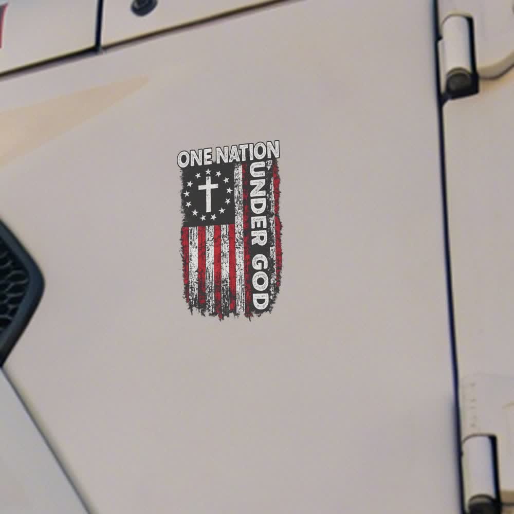 Christianartworkshop Autoaufkleber mit amerikanischer Flagge und Kreuz unter Gott - image 2