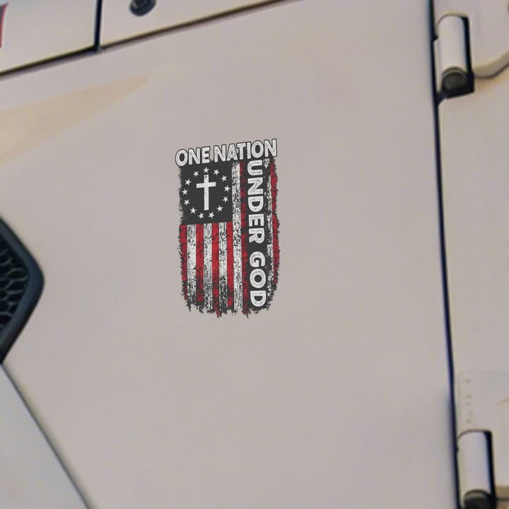 Christianartworkshop Autoaufkleber mit amerikanischer Flagge und Kreuz unter Gott - image 2