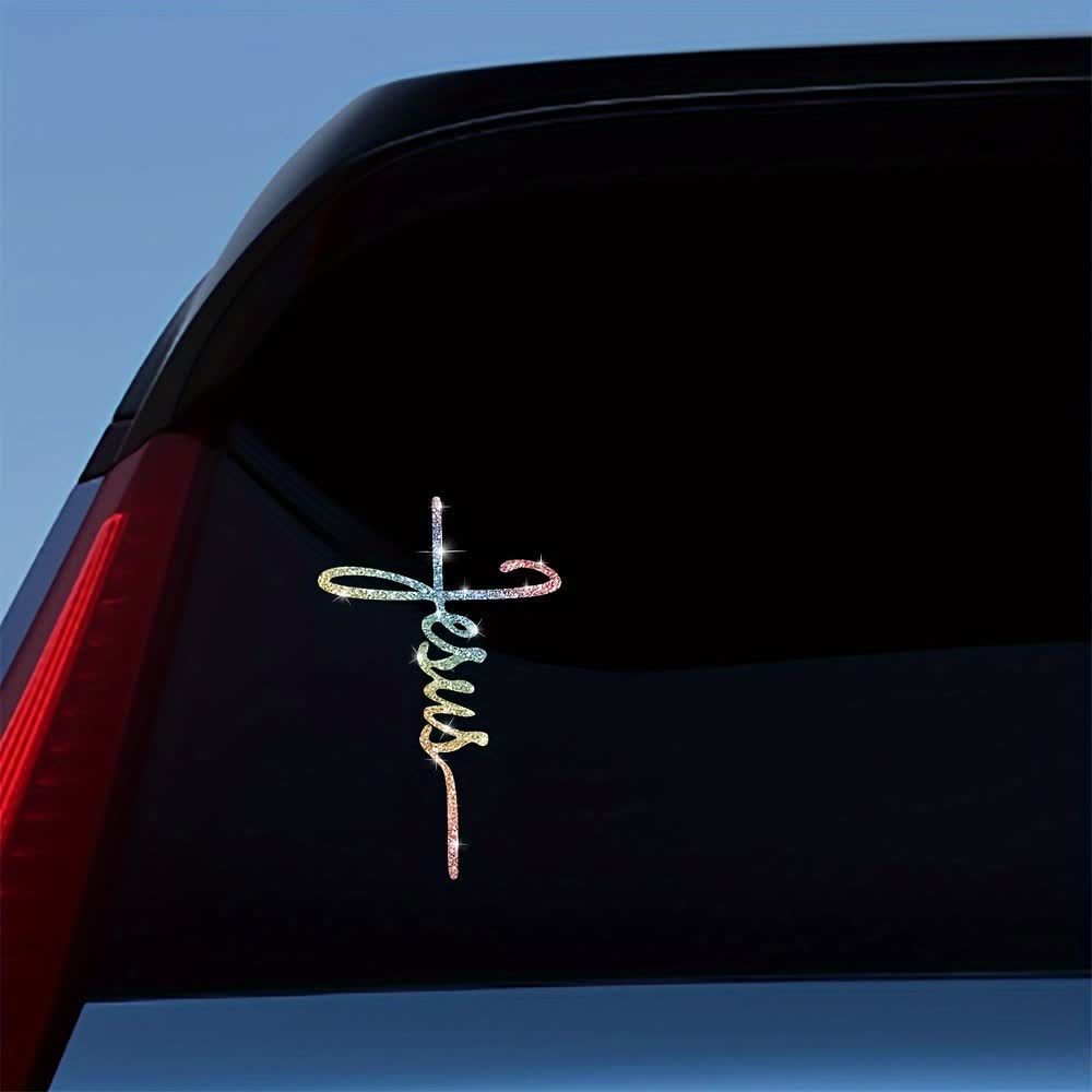Christianartworkshop Glitzernder Autoaufkleber „Jesus-Kreuz“ (2-teilig) - image 3