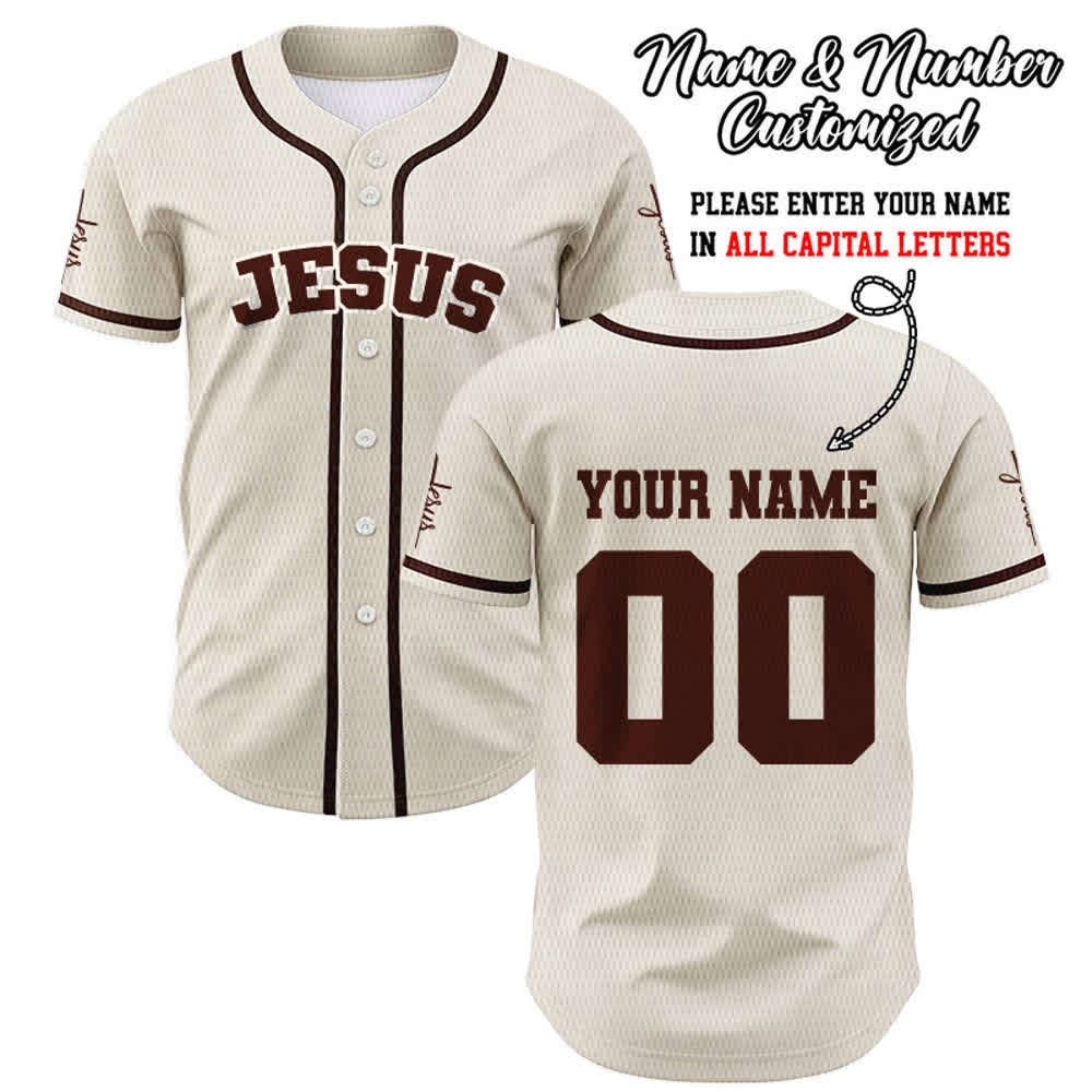 Christianartworkshop Klassisches Jesus Personalisierte Sportbekleidung Unisex Baseballtrikot - Aprikose - 5XL - Name & Nummer angepasst - image 56
