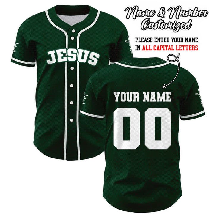 Christianartworkshop Klassisches Jesus Personalisierte Sportbekleidung Unisex Baseballtrikot - Grün - 5XL - Name & Nummer angepasst - image 48