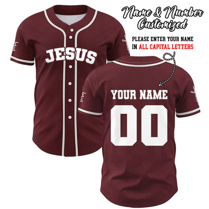 Christianartworkshop Klassisches Jesus Personalisierte Sportbekleidung Unisex Baseballtrikot - Wein - 5XL - Name & Nummer angepasst - image 24