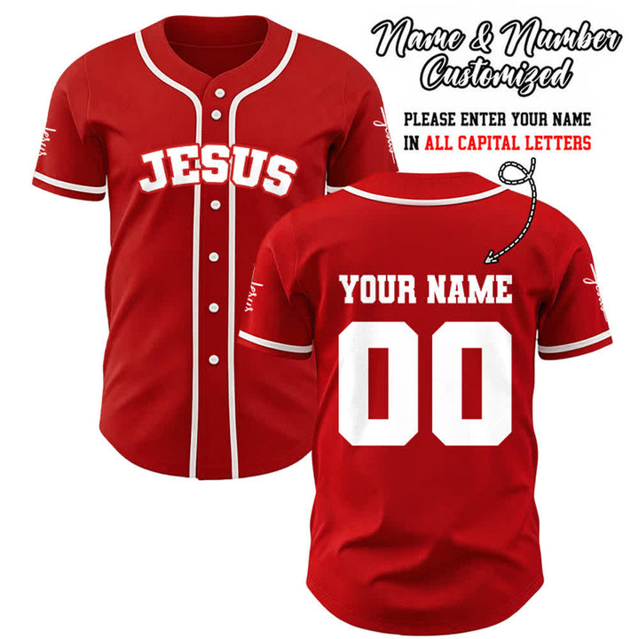 Christianartworkshop Klassisches Jesus Personalisierte Sportbekleidung Unisex Baseballtrikot - Rot - 5XL - Name & Nummer angepasst - image 16