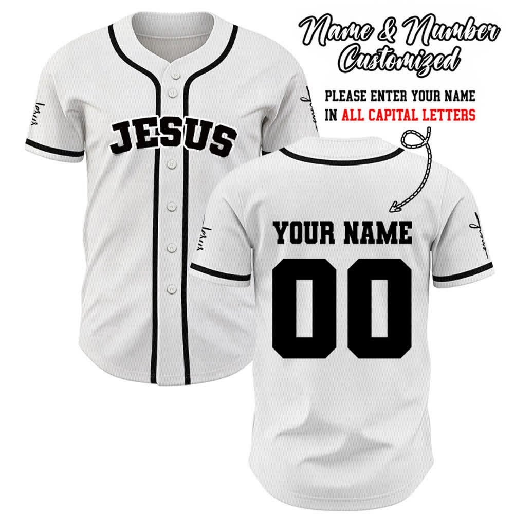Christianartworkshop Klassisches Jesus Personalisierte Sportbekleidung Unisex Baseballtrikot - Weiß - 5XL - Name & Nummer angepasst - image 8