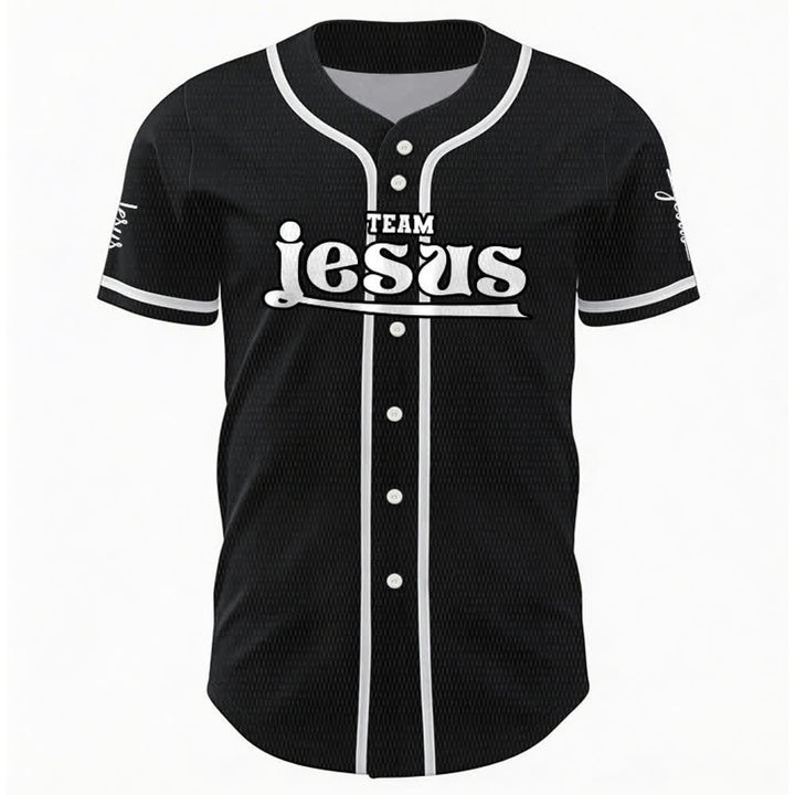 Christianartworkshop Bold Team Jesus Benutzerdefiniertes Namens- und Nummern-Unisex-Baseballtrikot - image 17