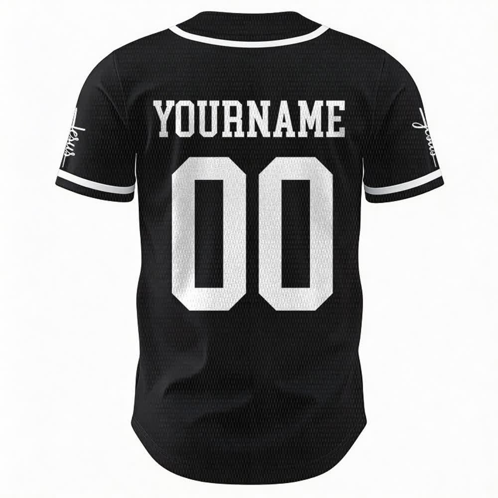 Christianartworkshop Bold Team Jesus Benutzerdefiniertes Namens- und Nummern-Unisex-Baseballtrikot - image 18