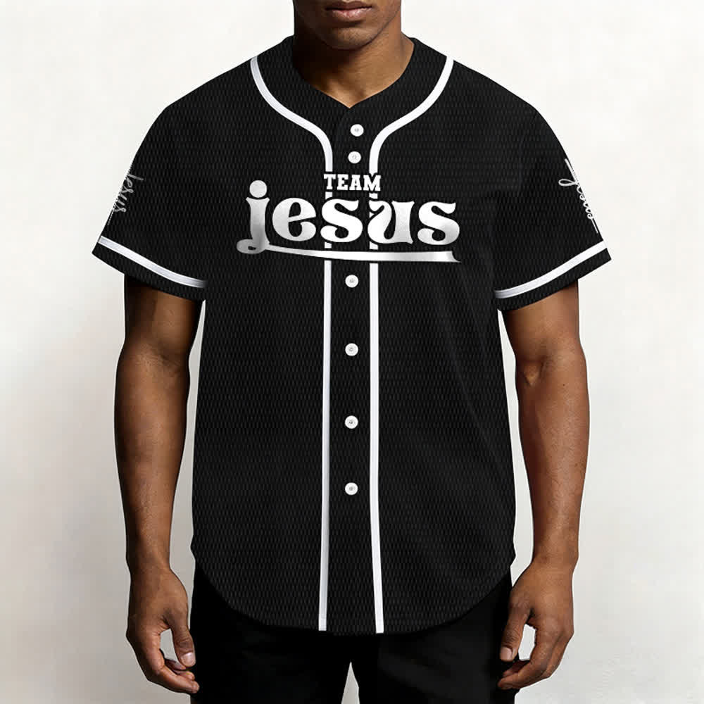 Christianartworkshop Bold Team Jesus Benutzerdefiniertes Namens- und Nummern-Unisex-Baseballtrikot - image 21