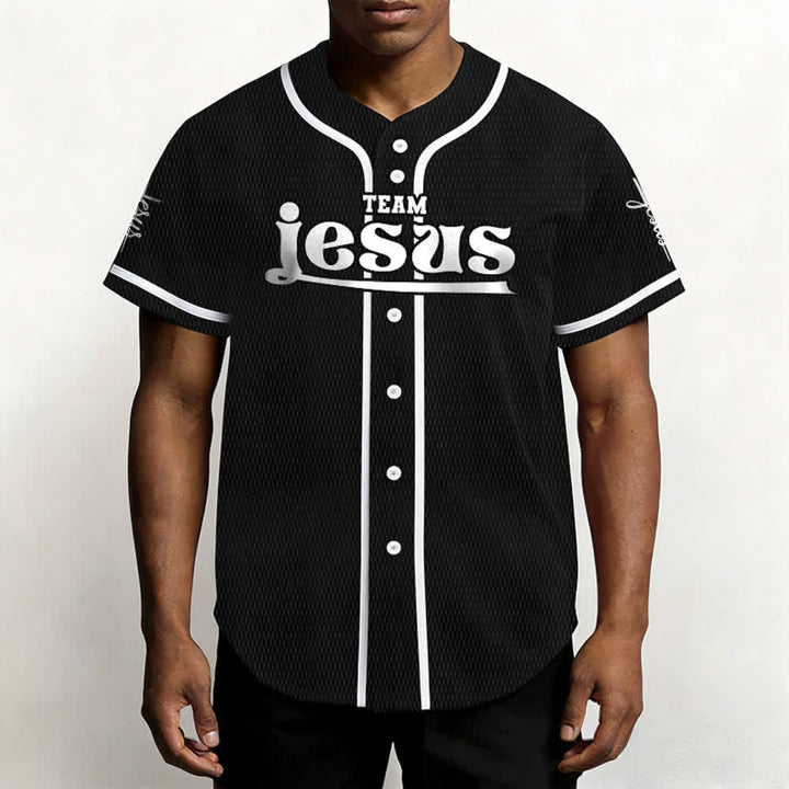 Christianartworkshop Bold Team Jesus Benutzerdefiniertes Namens- und Nummern-Unisex-Baseballtrikot - image 21