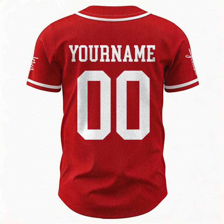 Christianartworkshop Bold Team Jesus Benutzerdefiniertes Namens- und Nummern-Unisex-Baseballtrikot - image 25