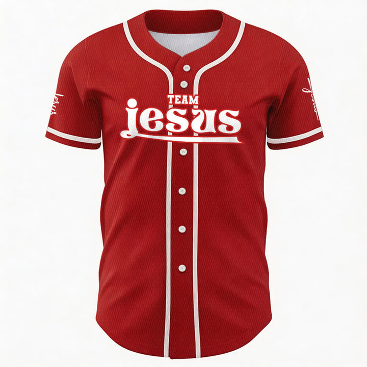 Christianartworkshop Bold Team Jesus Benutzerdefiniertes Namens- und Nummern-Unisex-Baseballtrikot - image 24
