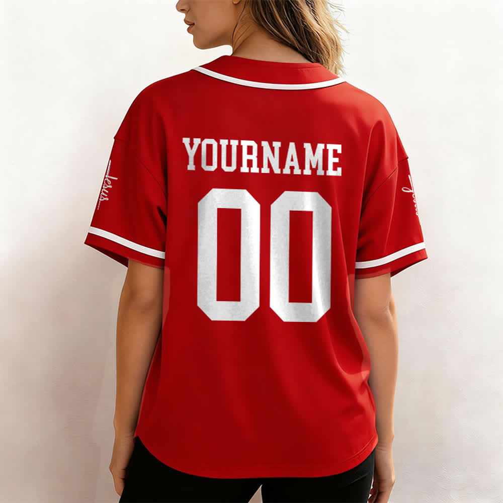 Christianartworkshop Bold Team Jesus Benutzerdefiniertes Namens- und Nummern-Unisex-Baseballtrikot - image 28