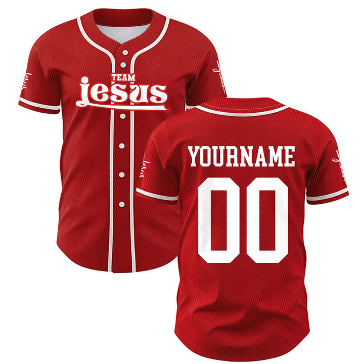 Christianartworkshop Bold Team Jesus Benutzerdefiniertes Namens- und Nummern-Unisex-Baseballtrikot - image 23