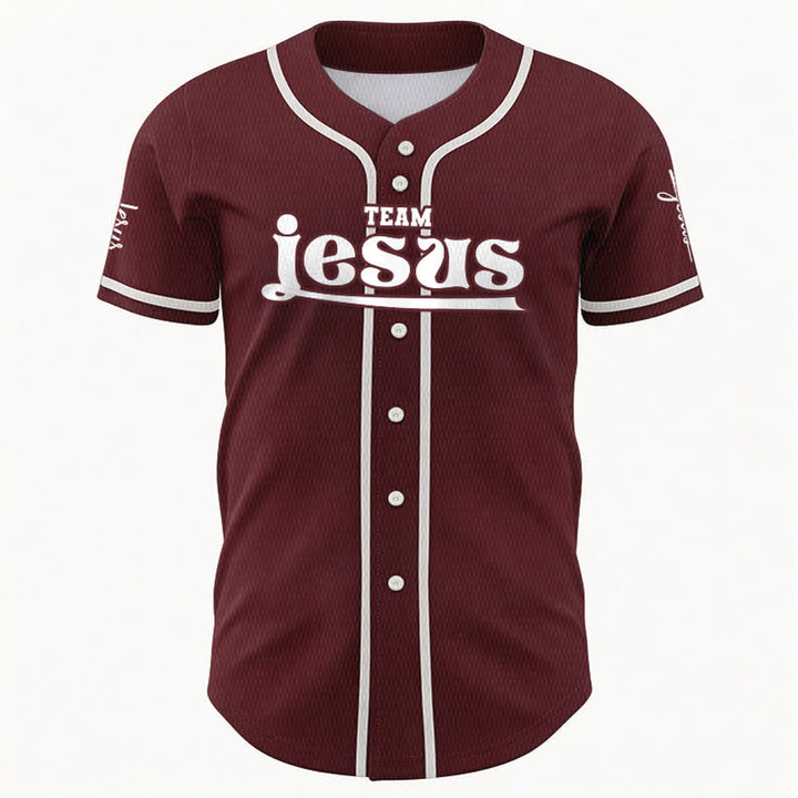 Christianartworkshop Bold Team Jesus Benutzerdefiniertes Namens- und Nummern-Unisex-Baseballtrikot - image 31