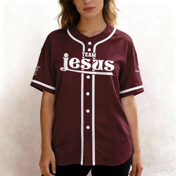 Christianartworkshop Bold Team Jesus Benutzerdefiniertes Namens- und Nummern-Unisex-Baseballtrikot - image 34