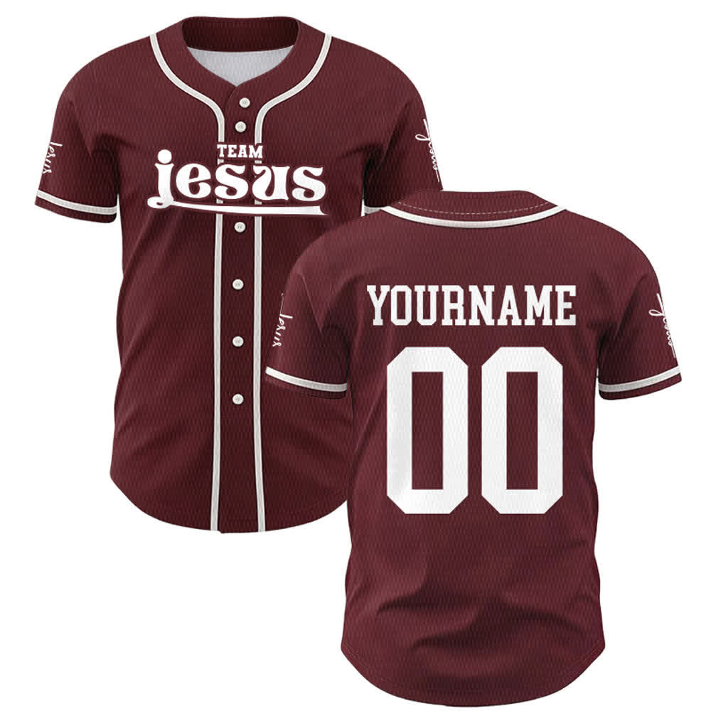 Christianartworkshop Bold Team Jesus Benutzerdefiniertes Namens- und Nummern-Unisex-Baseballtrikot - image 30