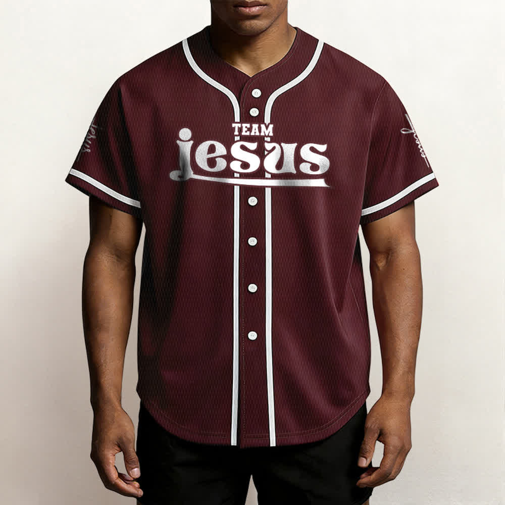 Christianartworkshop Bold Team Jesus Benutzerdefiniertes Namens- und Nummern-Unisex-Baseballtrikot - image 33