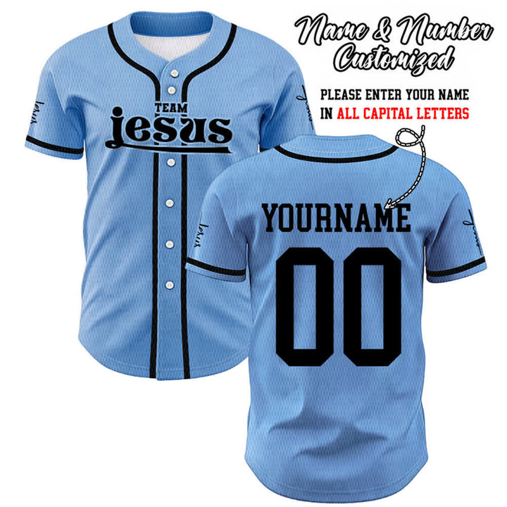 Christianartworkshop Bold Team Jesus Benutzerdefiniertes Namens- und Nummern-Unisex-Baseballtrikot - Blau - 5XL - Name & Nummer angepasst - image 36