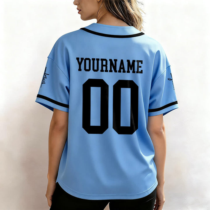 Christianartworkshop Bold Team Jesus Benutzerdefiniertes Namens- und Nummern-Unisex-Baseballtrikot - image 42