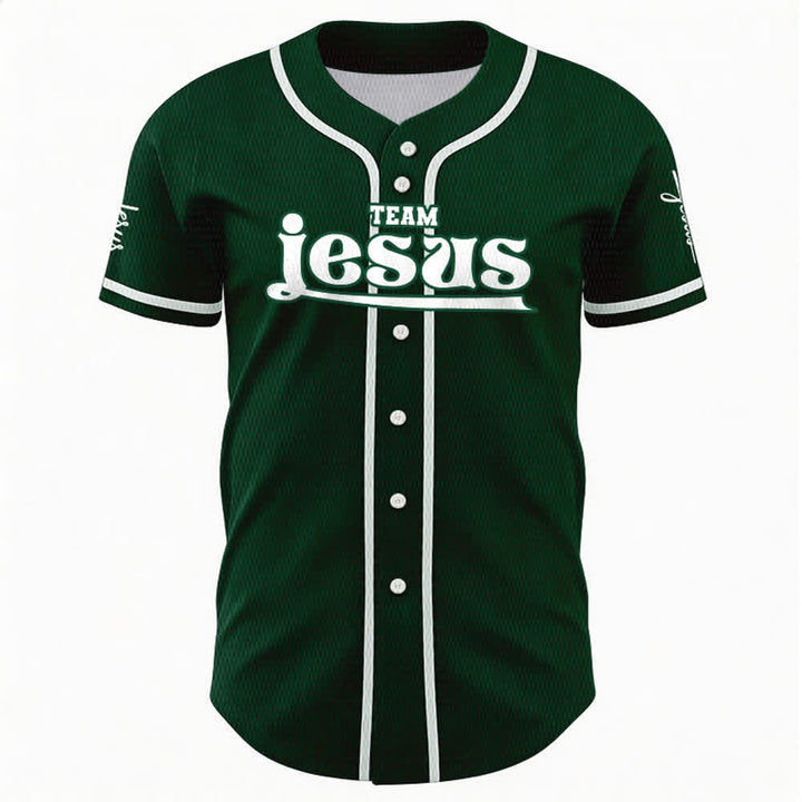 Christianartworkshop Bold Team Jesus Benutzerdefiniertes Namens- und Nummern-Unisex-Baseballtrikot - image 45