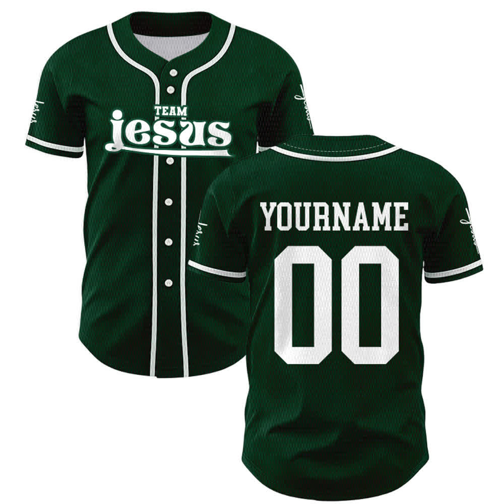 Christianartworkshop Bold Team Jesus Benutzerdefiniertes Namens- und Nummern-Unisex-Baseballtrikot - image 44