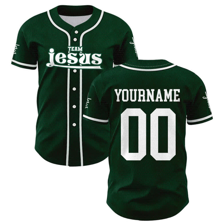 Christianartworkshop Bold Team Jesus Benutzerdefiniertes Namens- und Nummern-Unisex-Baseballtrikot - image 44