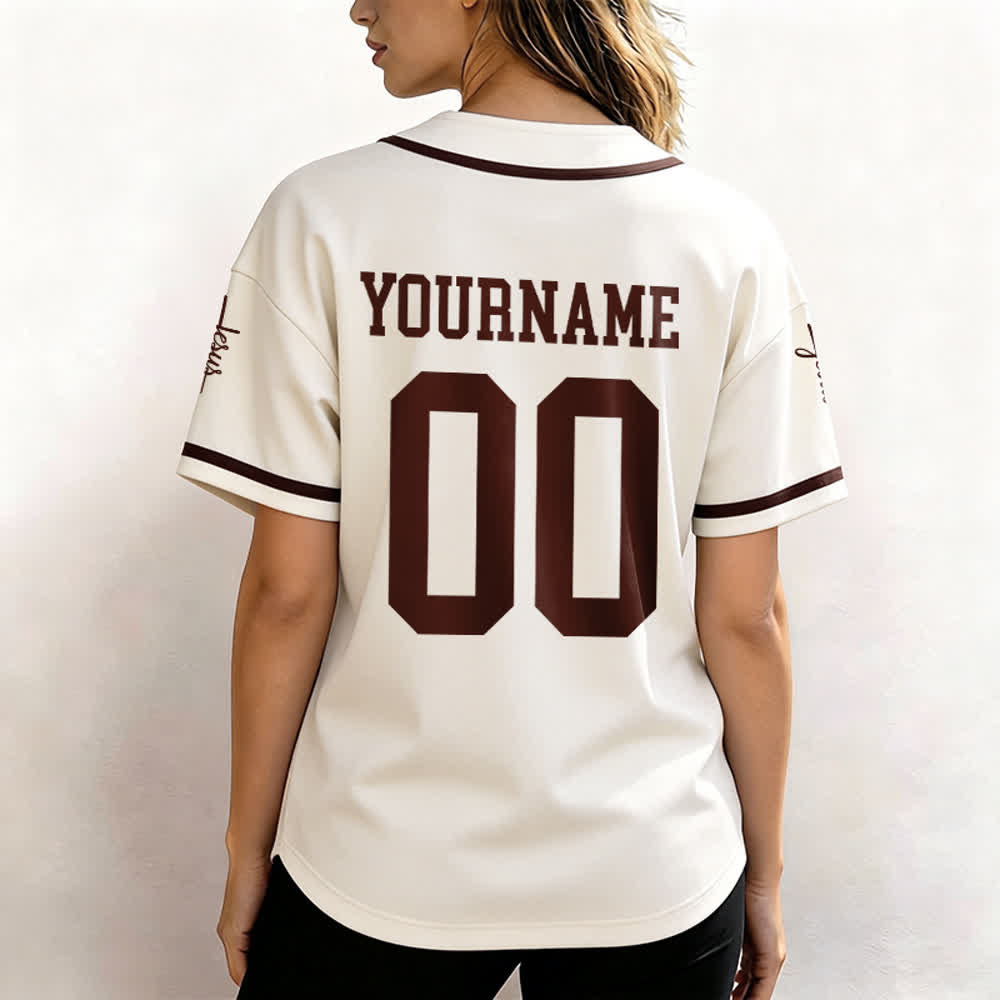Christianartworkshop Bold Team Jesus Benutzerdefiniertes Namens- und Nummern-Unisex-Baseballtrikot - image 55