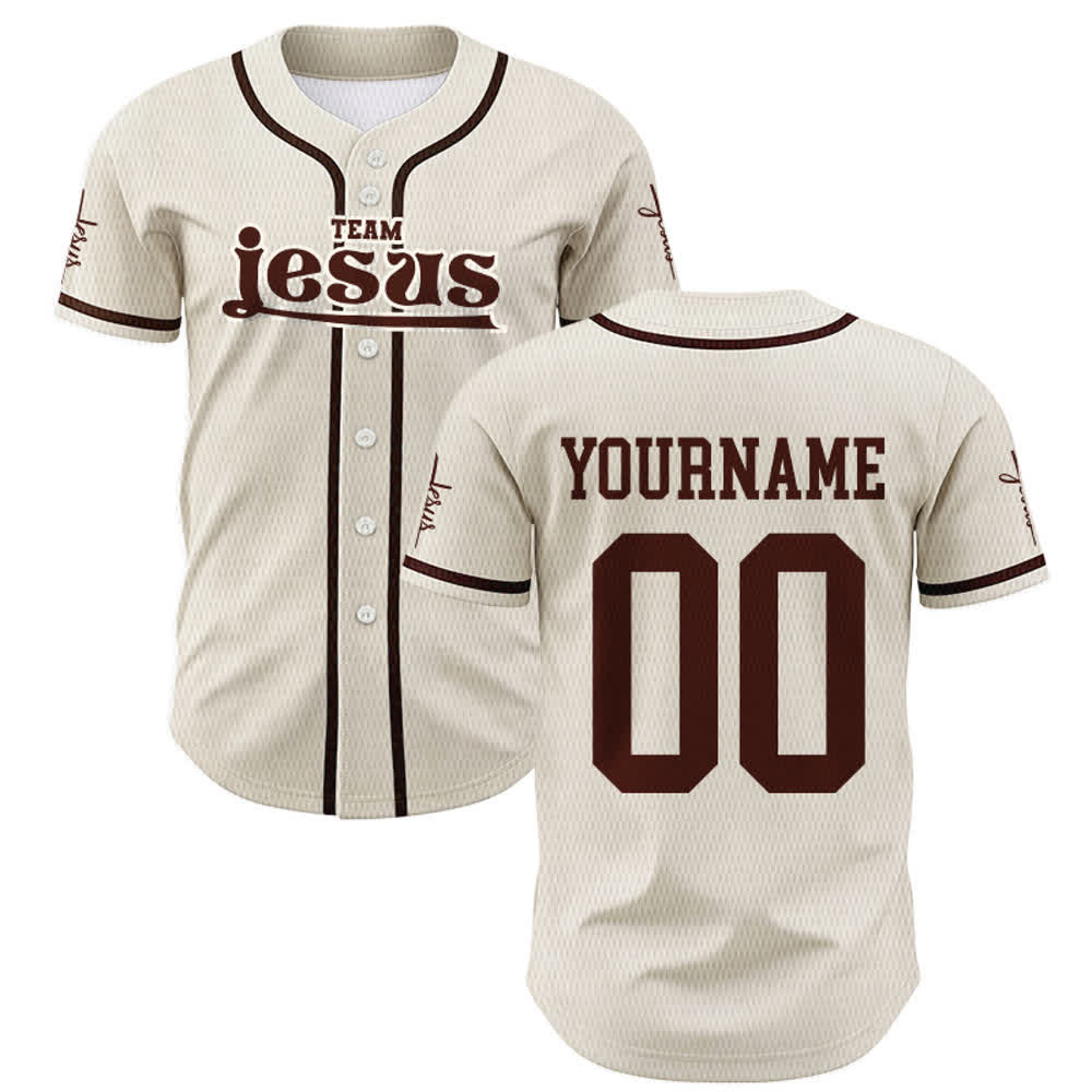 Christianartworkshop Bold Team Jesus Benutzerdefiniertes Namens- und Nummern-Unisex-Baseballtrikot - image 51