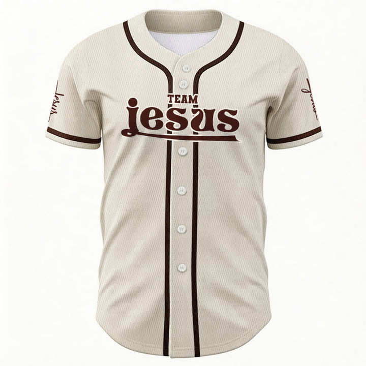 Christianartworkshop Bold Team Jesus Benutzerdefiniertes Namens- und Nummern-Unisex-Baseballtrikot - image 52