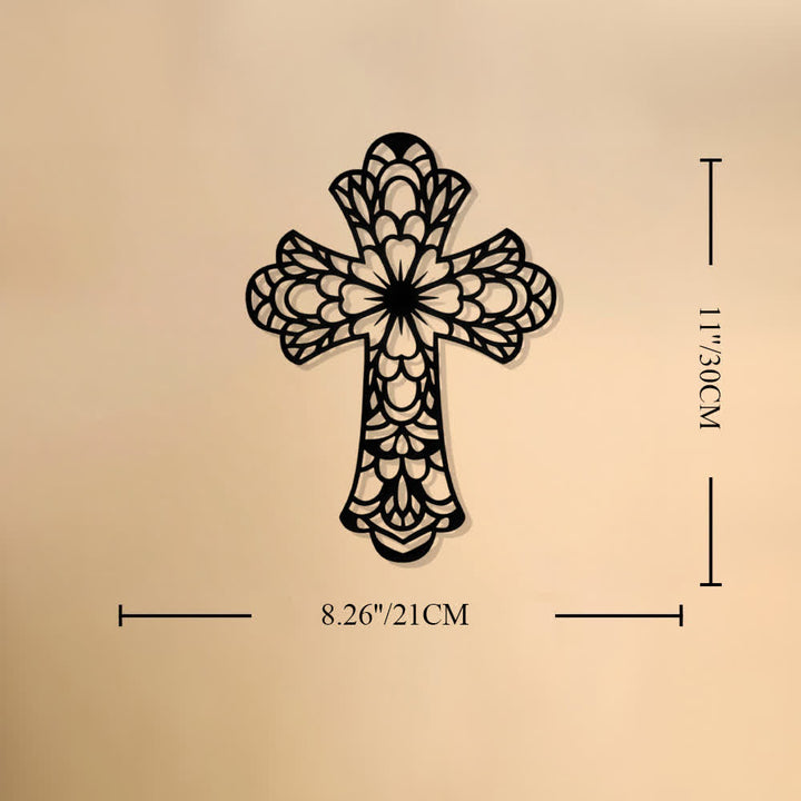 Christianartworkshop Aufwendig gestaltetes, florales Mandala-Kreuz aus Metall als Wanddekoration: Symbol sanfter, göttlicher Schönheit - 8,26"*11,81"*0,04''/21*30*0,1 cm - image 7