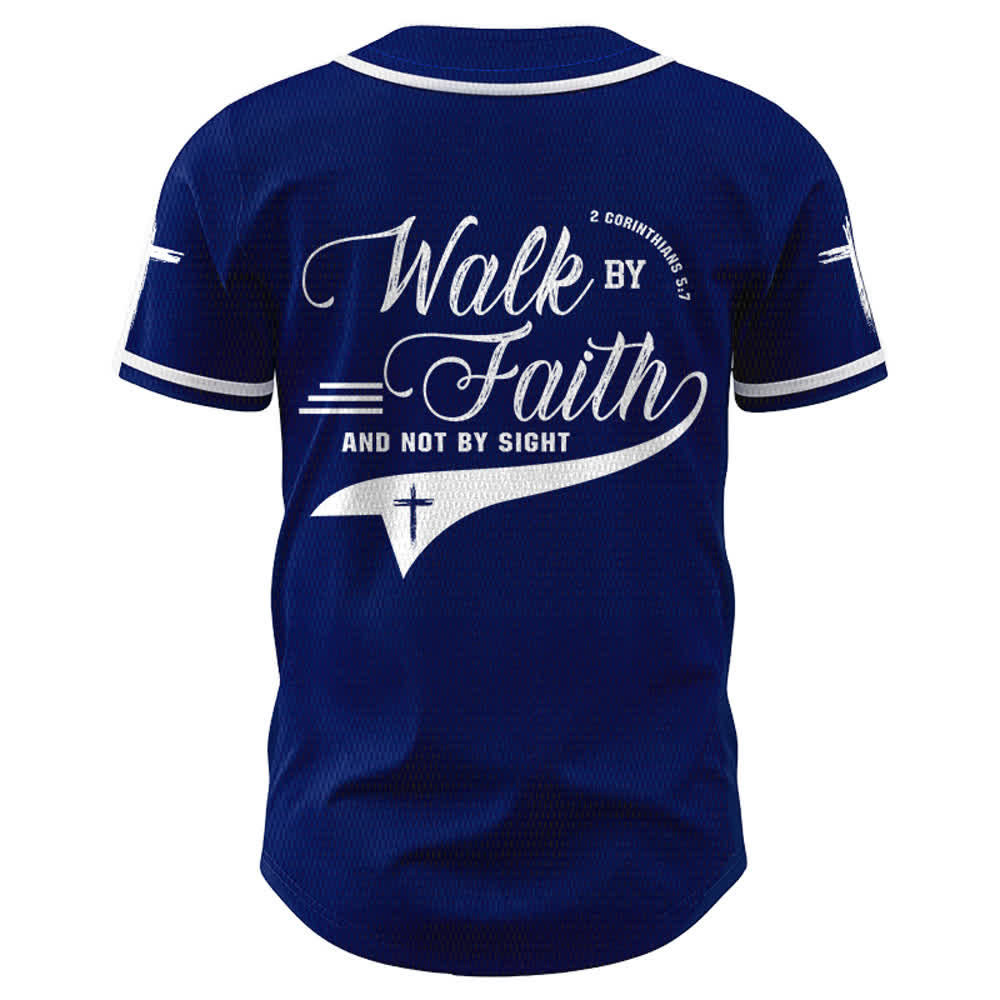 Christianartworkshop 2 Korinther 5:7 „Wandelt im Glauben und nicht im Schauen“ Baseballtrikot mit Kreuzmotiv - image 2