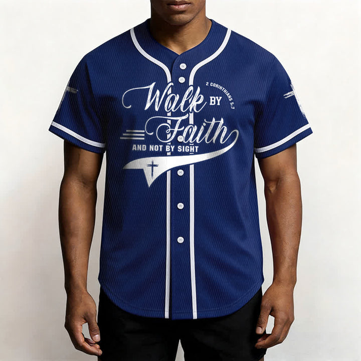 Christianartworkshop 2 Korinther 5:7 „Wandelt im Glauben und nicht im Schauen“ Baseballtrikot mit Kreuzmotiv - image 3