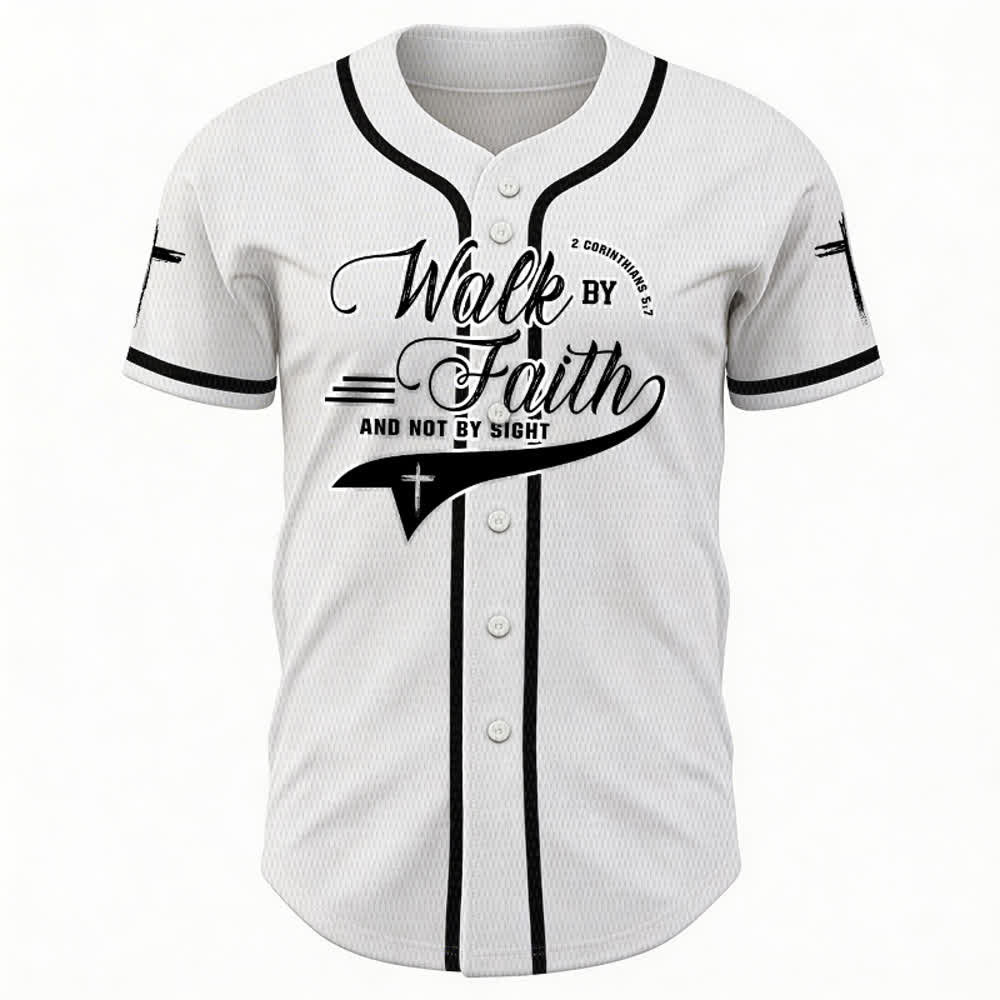 Christianartworkshop 2 Korinther 5:7 „Wandelt im Glauben und nicht im Schauen“ Baseballtrikot mit Kreuzmotiv - image 8